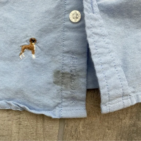 Janie and Jack Embroidered Boxer Dog Long Sleeve Oxford Button Up Size 5 - Picture 8 of 9
